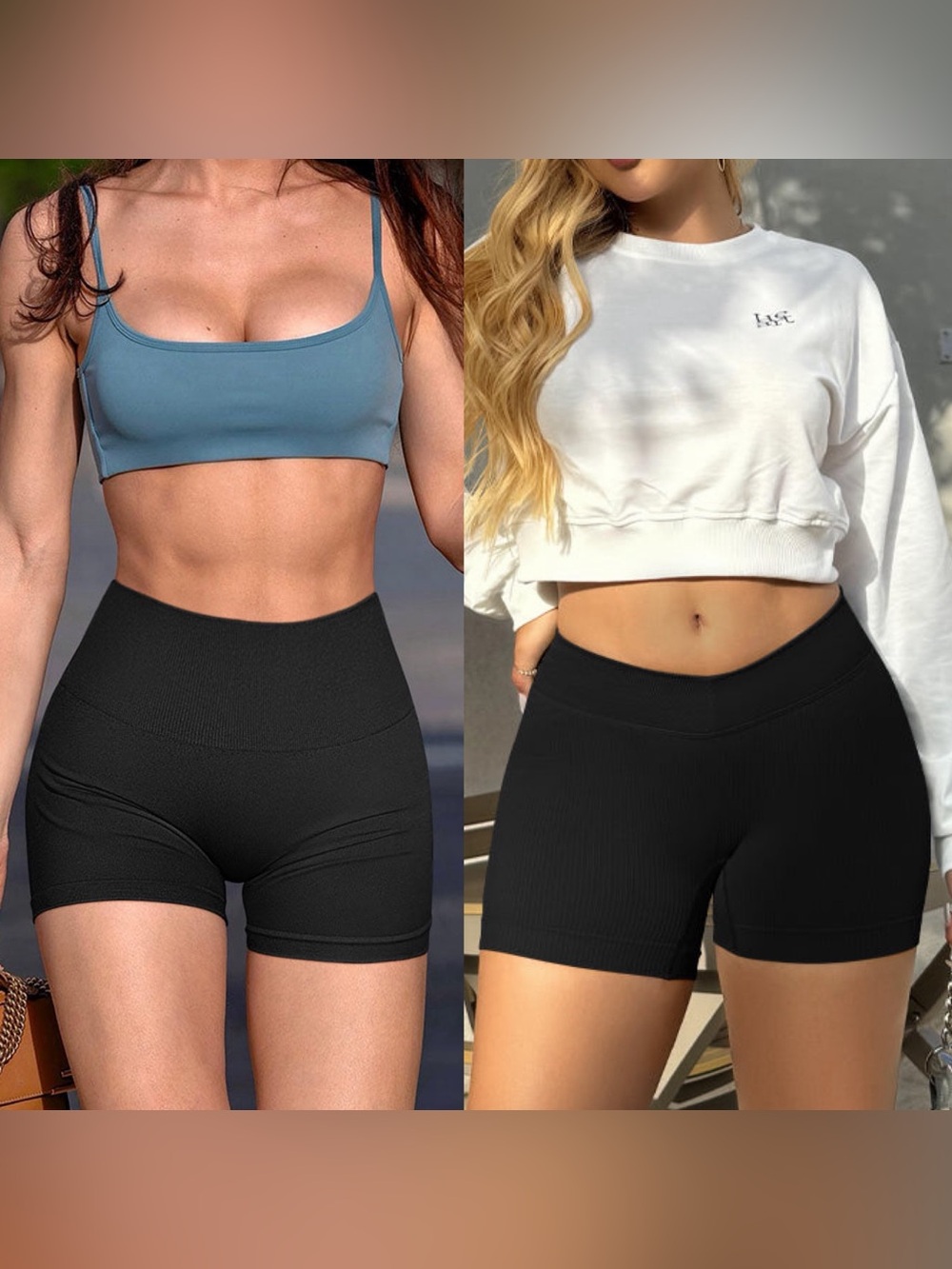 2 High-Rise Ribbed Bike Shorts